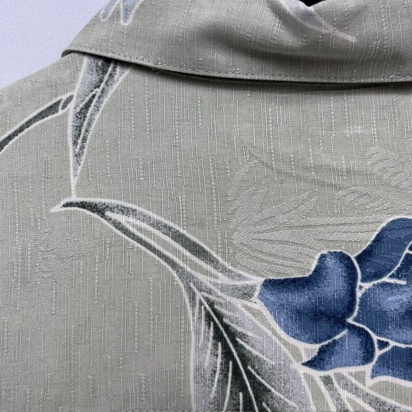 Tommy Bahama Men's Button Front Hawaiian Shirt Sage Green Floral Silk Size M guc - Picture 5 of 7